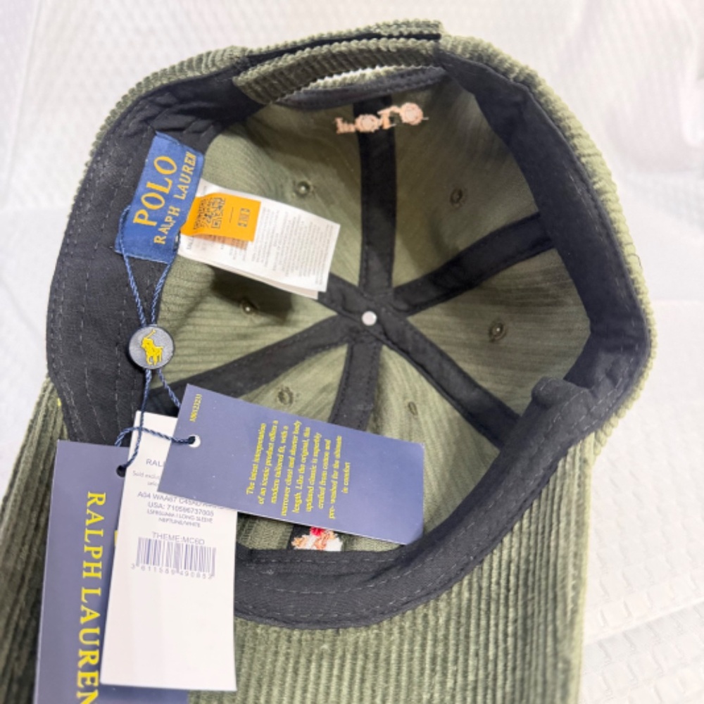 AUTHENTIC VINTAGE MEN'S POLO RALPH LAUREN GREEN CORDUROY CAP M/L EXCELLENT - Picture 5 of 5